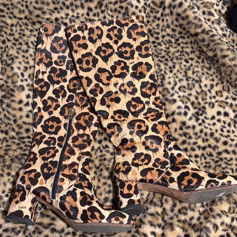 Coach Leopard Print Heeled Boots - Picture 4 of 5